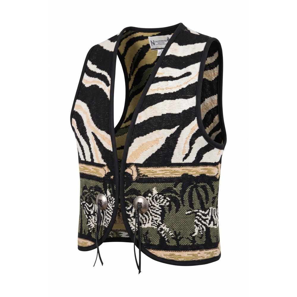 Kokopelli New Mexico Collection Zebra Safari Tapestry Vest Concho Buttons Large